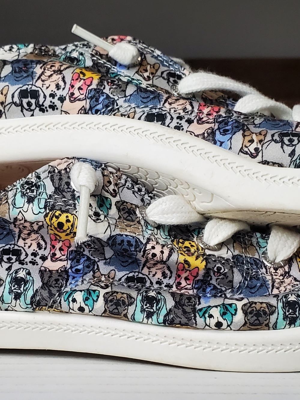 BOBS by Skechers Multicolor Dog Print Canvas Sneakers Womans 10 - Picture 3 of 8